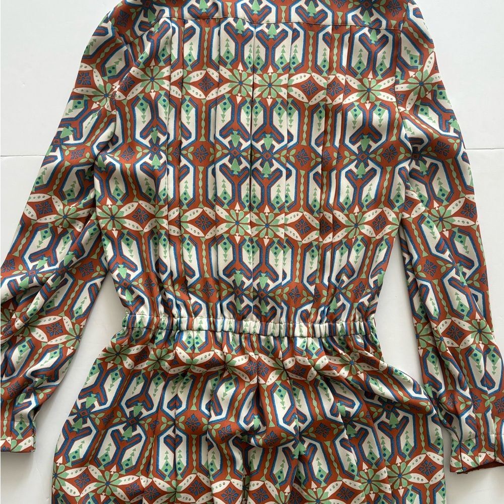 Tory Burch Garden Maze Printed Pleated Midi Dress Size 2 - Picture 7 of 8